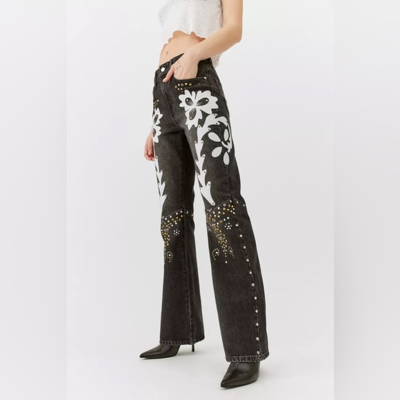 NWT BDG ‘90s Mid-Rise Bootcut Embellished embroidered western jeans size 26 - Picture 3 of 13